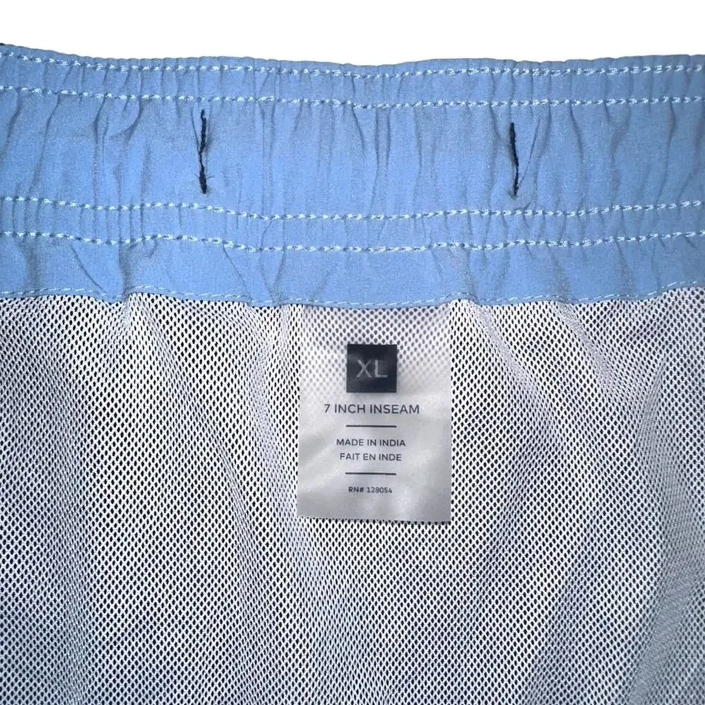 NEW Bonobos Stargazer Curved Hem 7 Inch Inseam Blue Swim Trunks XLARGE